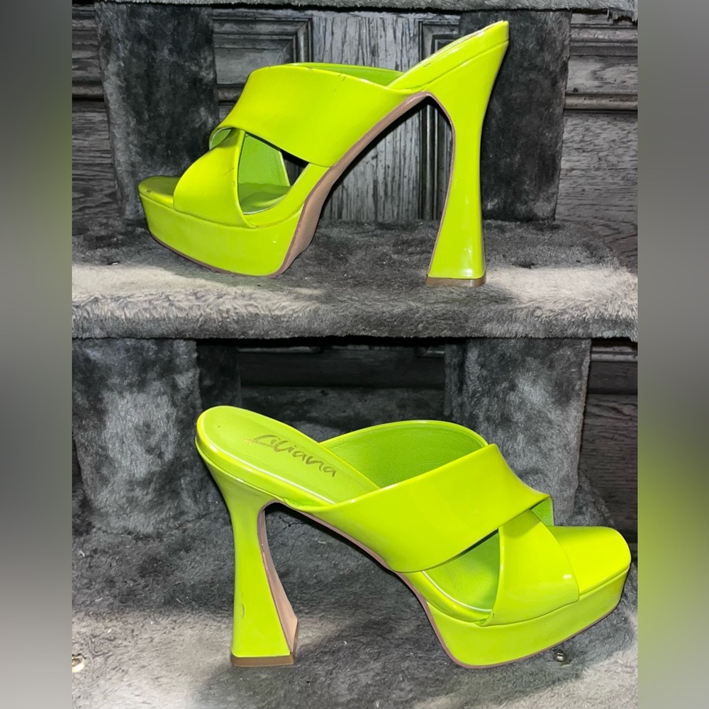 Lime green platform heels